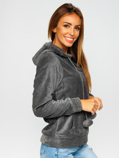 Tamsiai pilkas moteriškas poliarinis džemperis su gobtuvu Bolf HH033