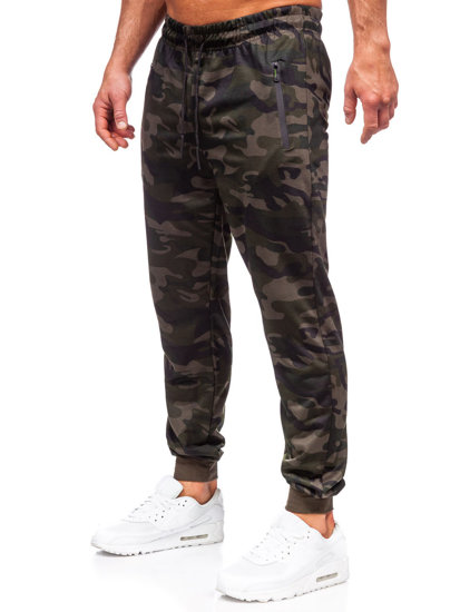 Tamsiai žalios vyriškos sportinės jogger camo kelnės Bolf JX6185