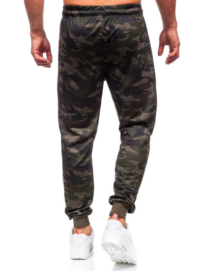 Tamsiai žalios vyriškos sportinės jogger camo kelnės Bolf JX6185