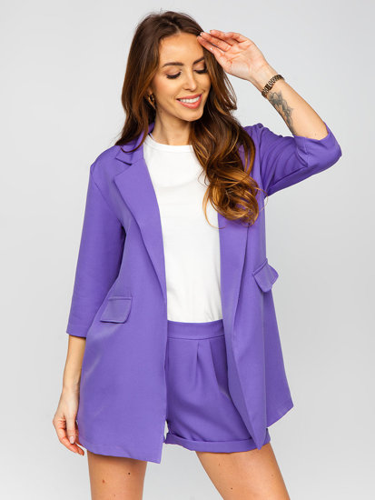Violetinis moteriškas dviejų dalių elegantiškas vasarinis kostiumas Bolf 8895