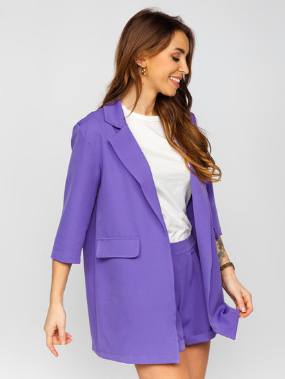 Violetinis moteriškas dviejų dalių elegantiškas vasarinis kostiumas Bolf 8895