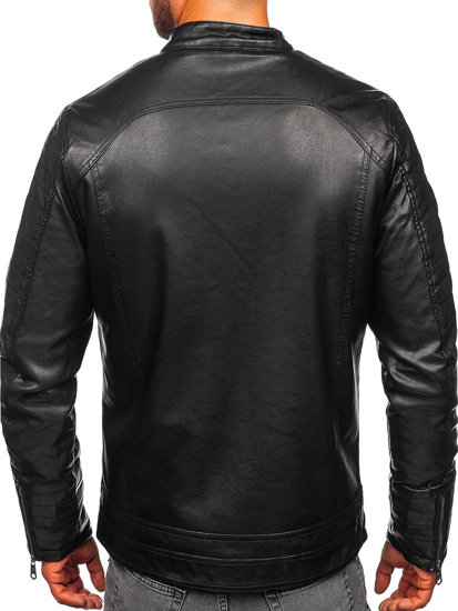 Vyriška odinė striukė pašiltinta juoda Bolf 92531