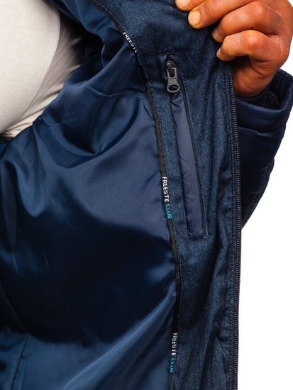 Vyriška žieminė striukė sportinė dygsniuota tamsiai mėlyna Bolf AB72