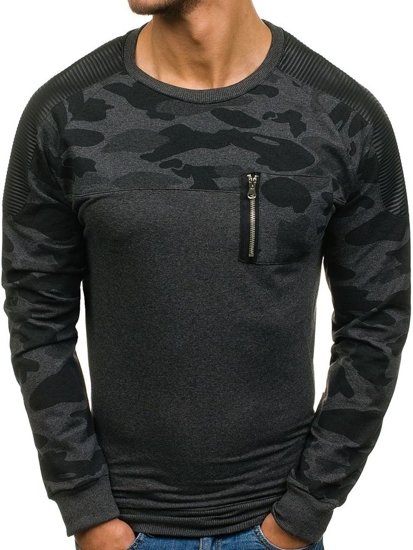Vyriškas džemperis be gobtuvo antracito spalvos Bolf 0749