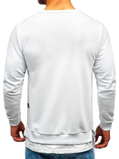 Vyriškas džemperis be gobtuvo su paveikslėliu baltas Bolf 11115