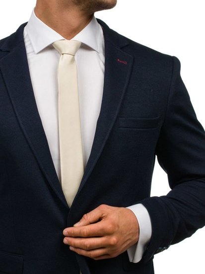 Vyriškas elegantiškas kaklaraištis smėlio spalvos siauras Bolf K001