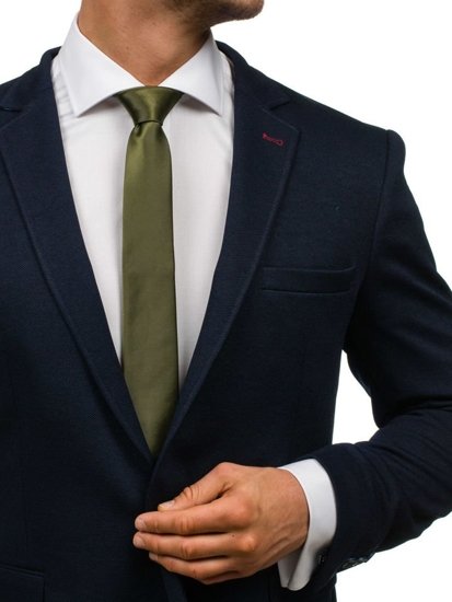 Vyriškas elegantiškas kaklaraištis tamsiai žalias siauras Bolf K001