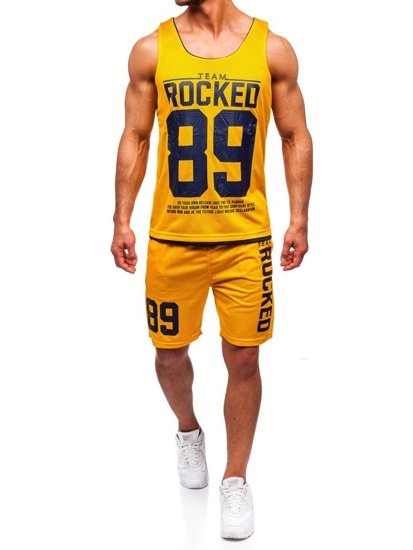 Vyriškas komplektas marškinėliai + šortai Bolf geltonas 100780