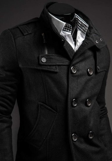 Vyriškas paltas juodas Bolf 8857B