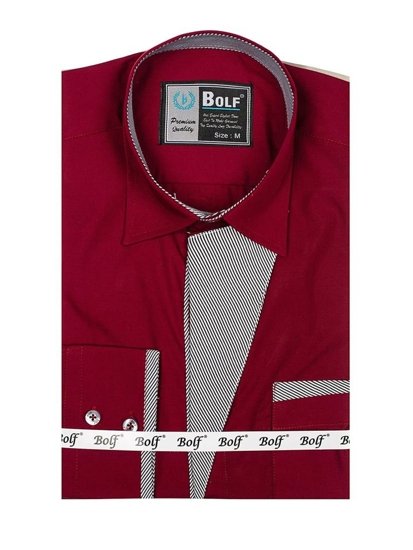 Vyriški elegantiški bordiniai marškiniai ilgomis rankovėmis Bolf 4713