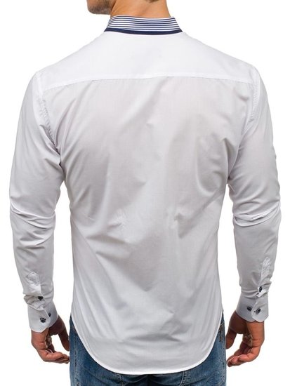 Vyriški elegantiški marškiniai ilgomis rankovėmis balti Bolf 6941