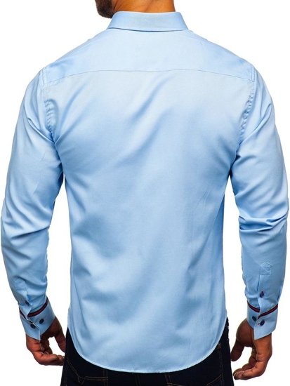 Vyriški elegantiški marškiniai ilgomis rankovėmis błękitna Bolf 5801-A