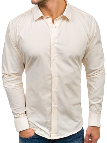 Vyriški elegantiški marškiniai ilgomis rankovėmis ecru Bolf TS100