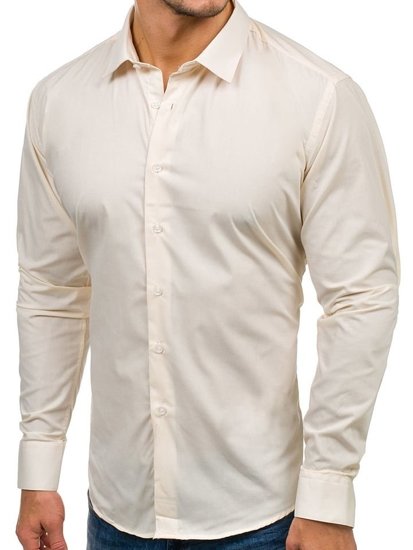 Vyriški elegantiški marškiniai ilgomis rankovėmis ecru Bolf TS100