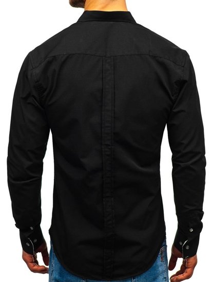 Vyriški elegantiški marškiniai ilgomis rankovėmis juodi Bolf 1769-A