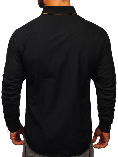 Vyriški elegantiški marškiniai ilgomis rankovėmis juodi Bolf 3708-1
