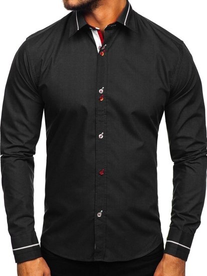 Vyriški elegantiški marškiniai ilgomis rankovėmis juodi Bolf 5826