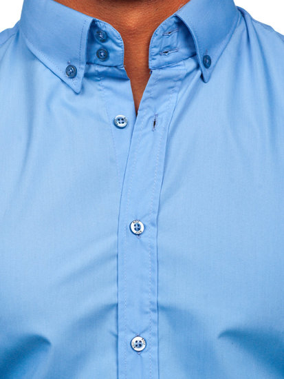 Vyriški elegantiški marškiniai ilgomis rankovėmis, mėlyni Bolf 5821-1