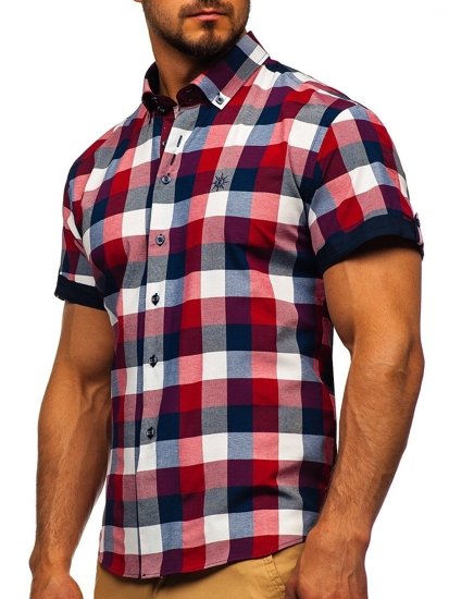 Vyriški languoti marškiniai trumpomis rankovėmis bordiniai Bolf 5532