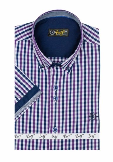 Vyriški languoti marškiniai trumpomis rankovėmis, violetiniai Bolf 4510