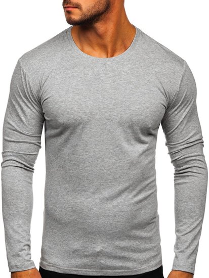 Vyriški marškinėliai ilgomis rankovėmis be paveikslėlio pilki Bolf 2088L