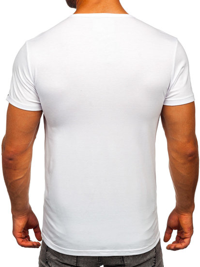 Vyriški marškinėliai su paveikslėliu balti Bolf s028