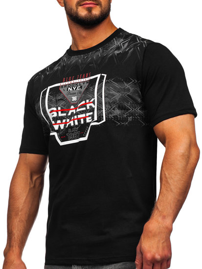Vyriški marškinėliai su paveikslėliu juodi Bolf 14207