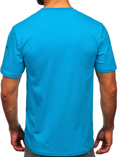 Vyriški marškinėliai su paveikslėliu turkio spalvos Bolf 14204