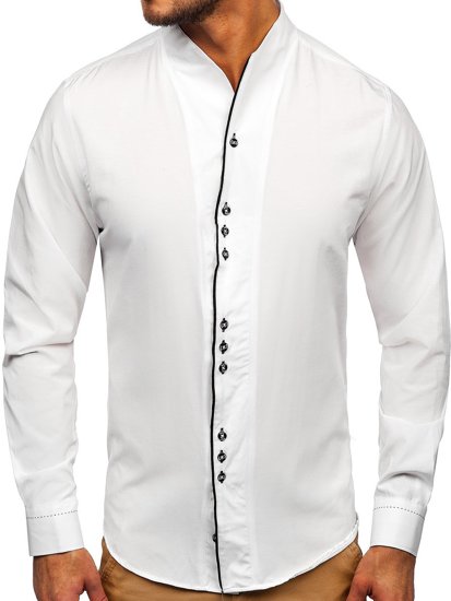 Vyriški marškiniai ilgomis rankovėmis balti Bolf 5720