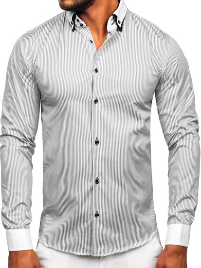 Vyriški marškiniai ilgomis rankovėmis pilki Bolf 0909