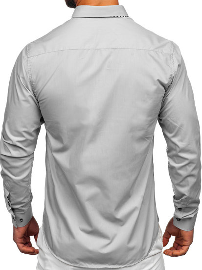 Vyriški marškiniai ilgomis rankovėmis pilki Bolf 3762