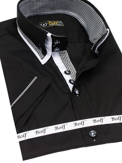 Vyriški marškiniai trumpomis rankovėmis juodi Bolf 3520