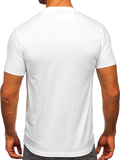 Vyriški medvilniniai marginti marškinėliai Baltas Bolf 5035