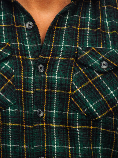Žali vyriški flaneliniai marškiniai ilgomis rankovėmis Bolf 20731-2
