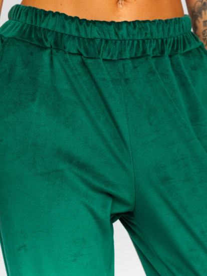 Žalios moteriškos veliūrinės sportinės kelnės Bolf 3840