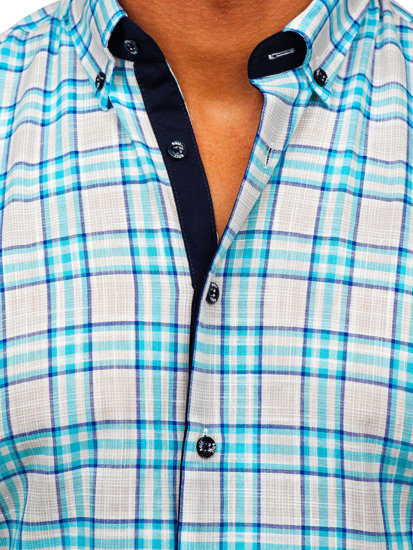 Žydri vyriški marškiniai trumpomis rankovėmis Bolf 201501