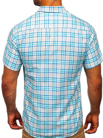 Žydri vyriški marškiniai trumpomis rankovėmis Bolf 201501