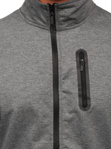 Antracito spalvos vyriškas užsegamas džemperis su stačia apykakle Bolf B228