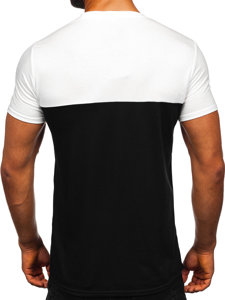 Balti su juoda vyriški marškinėliai be paveikslėlio su kišenėle Bolf 8T91