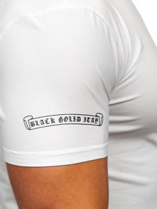 Balti vyriški marškinėliai su kišenėle ir paveikslėliu Bolf MT3044