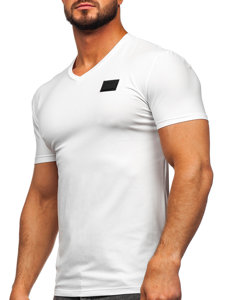 Balti vyriški marškinėliai su paveikslėliu ir V apykakle Bolf MT3030