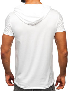 Balti vyriški marškinėliai su paveikslėliu su gobtuvu Bolf 8T965