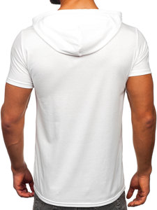 Balti vyriški marškinėliai su paveikslėliu su gobtuvu Bolf 8T971