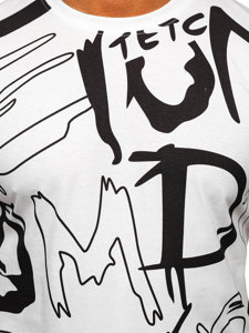 Balti vyriški medvilniai marškinėliai su paveikslėliu Bolf KS1972