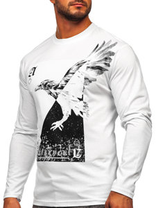Balti vyyriški marškinėliai ilgomis rankovėmis su paveikslėliu Bolf 146741