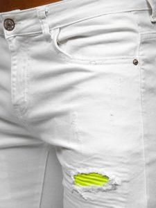 Baltos vyriškos džinsinės kelnės skinny fit Bolf KA1871-12