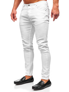 Baltos vyriškos džinsinės kelnės skinny fit Bolf R927