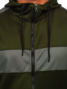 Chaki vyriškas užsegamas džemperis su gobtuvu Bolf 27B8121