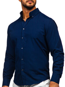 Elegantiški vyriški marškiniai ilgomis rankovėmis, tamsiai mėlyni Bolf 5821-1