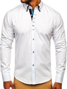 Elegentiški vyriški marškiniai ilgomis rankovėmis balti Bolf 3708